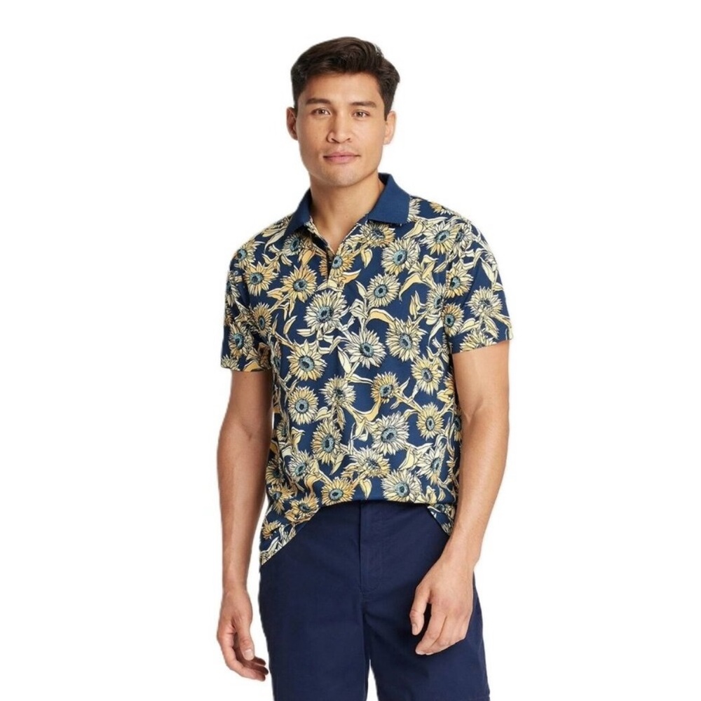 Sunflower Polo, Navy and Yellow, Size S, by Goodfellow & Co.